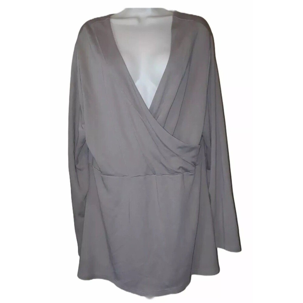 Aly Wear Taupe Long Sleeve Wrap Top Size Large